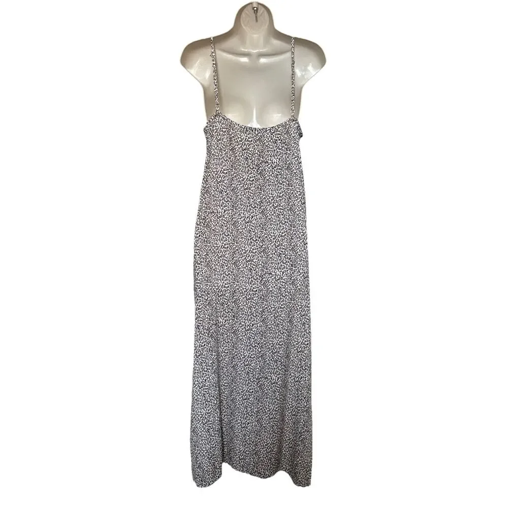 Jenni Kayne Leopard Print Maxi Slip Dress Sz L Minimalist 90s Designer - Picture 4 of 14